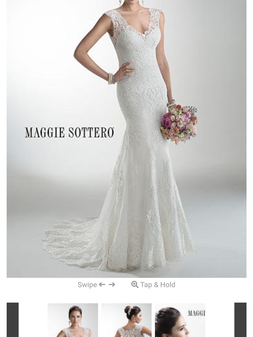 Maggie Sottero White Lace Mermaid Wedding Dress